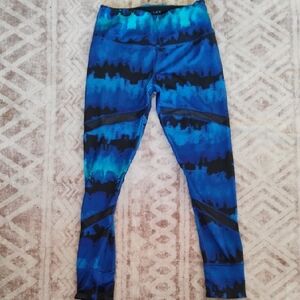 Reflex Women's Size Large Gym Pant Leggings in Blue and Black Tie-Dye
